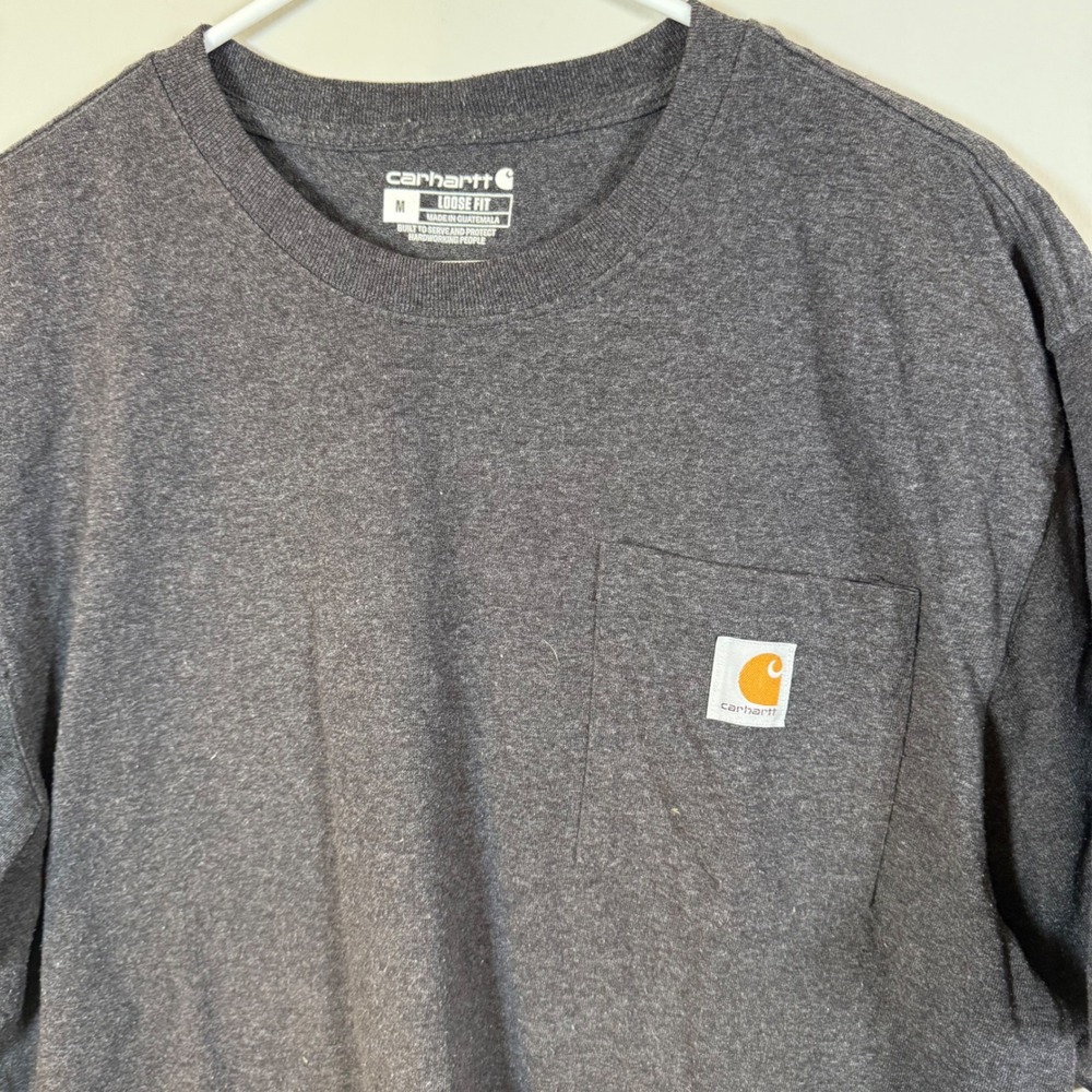 Carhartt Mens Medium Loose Fit Dark‎ Gray Pocket T Shirt Workwear - Picture 6 of 6